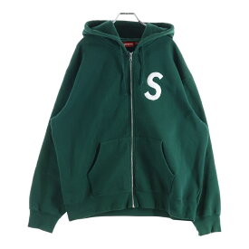 SUPREME(シュプリーム) サイズ:L 23AW S Logo Zip Up Hooded Sweatshirt ロゴエンブロイダリー ジップアップフーデッドスウェットシャツ パーカー グリーン【中古】【程度B】【カラーグリーン】【取扱店舗BRING仙台店】