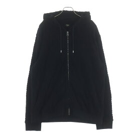 FENDI(フェンディ) サイズ:XL パイル地 ズッカ柄 ジップアップパーカー ブラック FY3939 ARYP【中古】【程度A】【カラーブラック】【取扱店舗BRING：RED新宿東口店】