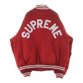 SUPREME(シュプリーム) サイズ:XL 24AW ×MITCHELL&NESS Satin Varsity Jacket ミッチェルアンドネス サテンバーシティジャケット レッド【中古】【程度A】【カラーレッド】【取扱店舗BRING WASTE_NOT】