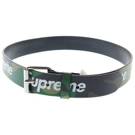 SUPREME(シュプリーム) サイズ:M 24SS Repeat Leather Belt Woodland Camo リピート ロゴプリント カモフラージュ 迷彩 レザーベルト カーキ【新古品/中古】【程度S】【カラーカーキ】【取扱店舗原宿】