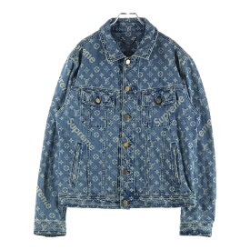 SUPREME(シュプリーム) サイズ:50 17AW× LV Jacquard Denim Trucker Jacket ルイヴィトン モノグラムジャガードトラッカーデニムジャケット インディゴ【中古】【程度B】【カラーブルー】【取扱店舗渋谷】
