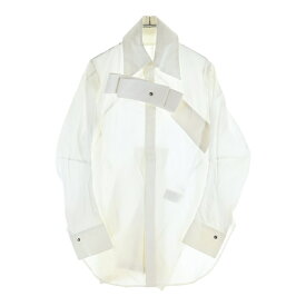 Yohji Yamamoto FEMME(ヨウジヤマモトファム) サイズ:3 06SS ASYMMETRIC FLAP TIE STUDDED SHIRT アシンメトリー フラップタイ スタッド 長袖シャツ レディース ホワイト FR-B22-001【中古】【程度B】【カラーホワイト】【取扱店舗AWESOME原宿店】