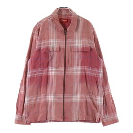 SUPREME(シュプリーム) サイズ:M 17SS Faded Plaid Flannel Zip Up Shirt フェーデッド プレイド ジップアップ フランネル 長袖シャツ レッド【中古】【程度B】【カラーレッド】【取扱店舗BRING横浜ビブレ店】