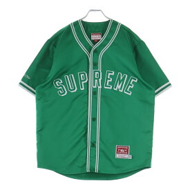 SUPREME(シュプリーム) サイズ:M 23SS ×Mitchell & Ness Satin Baseball Jarsey サテン ベースボールシャツ グリーン【中古】【程度A】【カラーグリーン】【取扱店舗BRINGアメリカ村店】