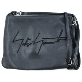 discord Yohji Yamamoto(ディスコード ヨウジヤマモト) Signature Sacoche シグネチャー ロゴ エンブロイダリーレザーショルダーバッグ サコッシュ ブラック DA-I98-790【中古】【程度B】【カラーブラック】【オンライン限定商品】