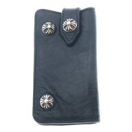 CHROME HEARTS(クロムハーツ) KEY CASE キーケース クロスボールボタン ソフトレザーキーケース ブラック…