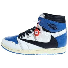 NIKE(ナイキ) サイズ:28.5cm ×Travis Scott ×fragment design Air Jordan 1 Retro High Military Blue エアジョーダン1 OG SP ハイカットスニーカー US10.5/28.5cm【新古品/中古】【程度S】【カラーブルー】【取扱店舗原宿】