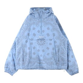 SUPREME(シュプリーム) サイズ:M 26SS Reflective Bandana Anorak リフレクティブバンダナアノラック ハーフジップ フーデッドナイロンジャケット ブルー【中古】【程度B】【カラーブルー】【取扱店舗BRINGアメリカ村店】