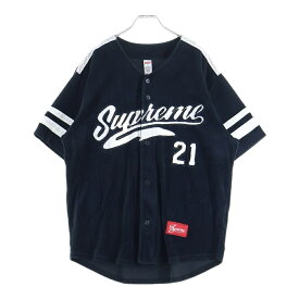 SUPREME(シュプリーム) サイズ:M 20AW Velour Baseball Shirts ヴェロア ベースボールシャツ ブラック【中古】【程度B】【カラーブラック】【取扱店舗BRING THRIFT CLOSET 幕張店】