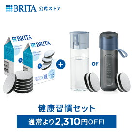 【お得な熱中症対策セット】 浄水器のブリタ 交換用 マイクロディスクフィルターカートリッジ 6個セット＋選べるボトル型浄水器 カートリッジ2個入り| ダークブルー ライトブルー 浄水器 フィルター 水道水 交換用カートリッジ PFAS (PFOS/PFOA) 除去