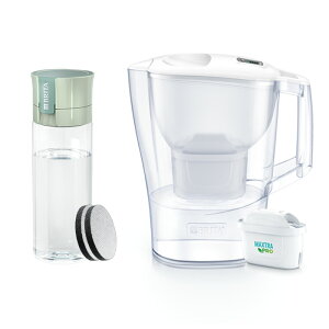 公式 浄水器のブリタ ボトル型浄水器 マイクロディスク カートリッジ2個付 + ポット型浄水器 アルーナXL マクストラプロ カートリッジ1個付 | ブリタ カートリッジ 浄水ポット 水筒 ウォータ