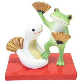 Copeau【コポー】正月 ヘビとお祝いダンス　フィギュア・カエル（ラッピング不可）蛙 かえる 置物 マスコットオーナメント copeau（宅配便送料全国一律590円/普通郵便260円）