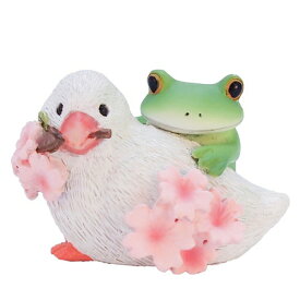 25SS新作　Copeau【コポー】コポー　桜文鳥とカエル 　フィギュア・カエル（ラッピング不可）蛙 かえる 置物 マスコットオーナメント copeau花　さくら