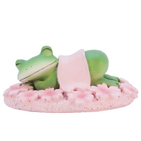 25SS新作　Copeau【コポー】コポー　桜の花びらでお昼寝カエル 　フィギュア・カエル（ラッピング不可）蛙 かえる 置物 マスコットオーナメント copeau花　さくら