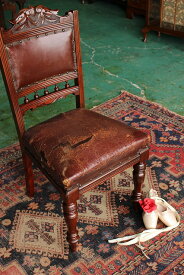 イギリスアンティーク家具 チェア 皮張りチェア ダイニングチェア 椅子 英国製　j62-4