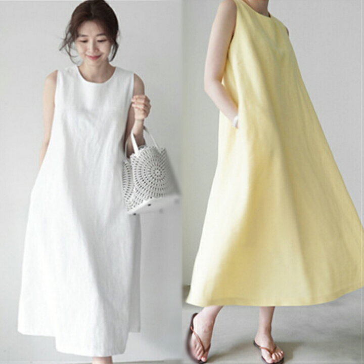 楽天市場 送料無料 ビーチワンピース 女 スカート ワンピース 春夏 レディース 麻 棉 リネン スカート ロングワンピース パーティー カジュアル 可愛い デート 大人 ノー袖 コットン 韓版 ビューティ ブライトン