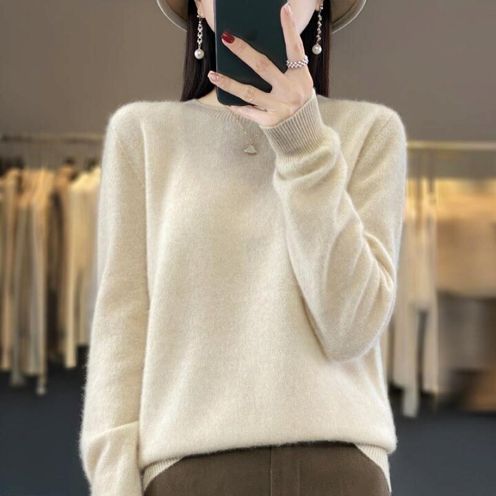 新作高品質カシミヤ100着心地が最高大人女性気品上質ニット セーターM 