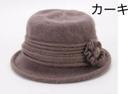 冬の暖かい帽子 ニット帽子レディース秋と冬のウールのボール帽子厚い暖かい花女性の帽子 女性用ニットハット