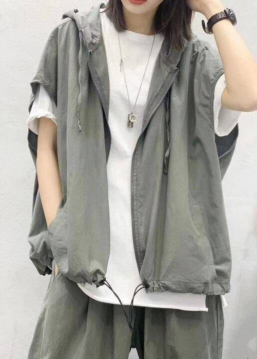 楽天市場 送料無料 パーカー レディース フード付き ベスト 夏パーカー 涼しい 切り替え 半袖パーカー カジュアル 春夏 麻 ノースリーブ スウェット プルオーバー フリーサイズ グレーホワイトベージュブラック ブライトン