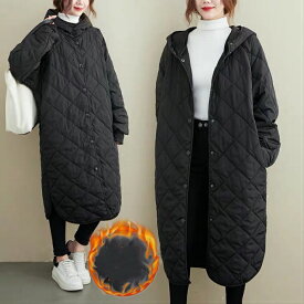 送料無料 中綿コート 中綿ジャケット レディース アウター コート ロングコート 大きいサイズ 冬 防寒 フード付 ファー アウター 暖かい ブラック フリーサイズ
