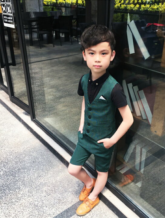 楽天市場】送料無料 韓国風 ストラップ柄 上下4点セット 子供スーツ  