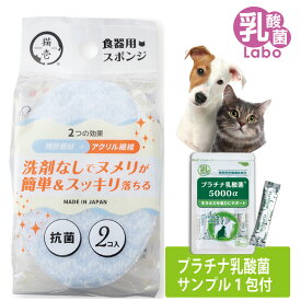 猫壱 猫 犬 ペット スポンジ ヌルヌル汚れも洗剤なしでキレイに落とす食器用スポンジ(2個入)