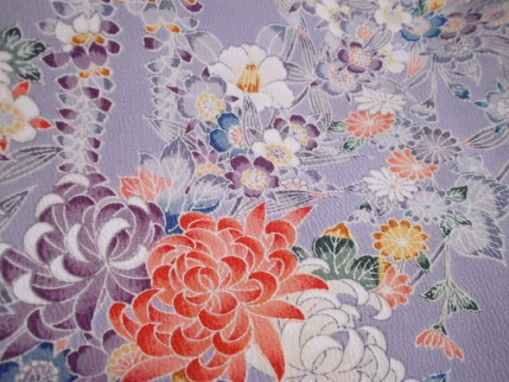 楽天市場】【中古】正絹（シルク）日本製薄藤色に百花繚乱古典小紋古布 