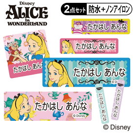 お名前シール タグ用シール 不思議の国のアリス ディズニー 2点セット 防水 耐水 食洗機 レンジ ノンアイロン 送料無料 PR入園 入学 キャラクター お祝い 名入れ 幼稚園 保育園 楽天 お名前付け 名前しーる ブランド おしゃれな印刷【Disneyzone】
