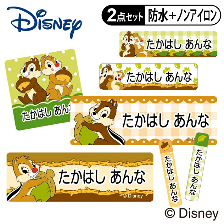 お名前シール タグ用シール キャラクター Pr入園 耐水 2点セット 食洗機 ミッキー ディズニー レンジ フレンズ 防水 送料無料 入学 ノンアイロン