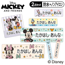 お名前シール タグ用シール ミッキー＆フレンズ ディズニー 2点セット 防水 耐水 食洗機 レンジ ノンアイロン 送料無料 PR入園 入学 キャラクター お祝い 名入れ 幼稚園 保育園 楽天 お名前付け 名前しーる ブランド おしゃれな印刷【Disneyzone】