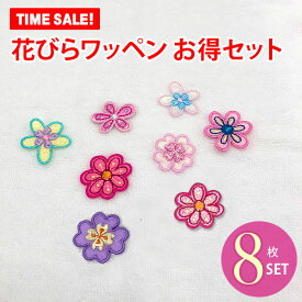 ワッペン ラメ 花びら 花 小 8枚セット アイロン 刺繍 マーク シンプル プレゼント 服 ワンポイント ハンドメイド 目印刺繍ワッペン 男の子 女の子 入園 入学 幼稚園 保育園 小学校 楽天 アップリケ お祝い ギフト ノンキャラ 福袋【SALE】