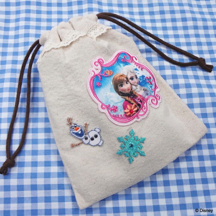 Poディズニー グッズ かばん こども アイロン アップリケ アナ雪 シール デコシール リメイク ワッペン 保育園 刺繍 女の子 女児 子ども 小学生 手さげ袋 接着 予約 こども