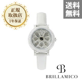 【正規取扱店】【1年保証】BRILLAMICO LILY 31MM WHITE x SILVER＜革ベルト＞正規取扱店 ブリラミコ 腕時計 スワロフスキー レディース メンズ 人気 ブランド ● 送料無料● ラッピング無料