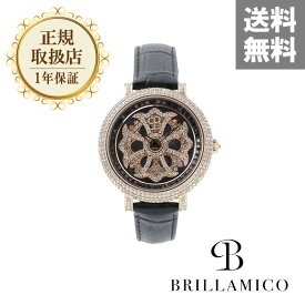 【正規取扱店】【1年保証】BRILLAMICO LILY 40MM BLACK x GOLD＜革ベルト＞正規取扱店 ブリラミコ 腕時計 スワロフスキー レディース メンズ 人気 ブランド ● 送料無料● ラッピング無料