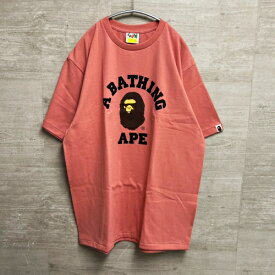 A BATHING APE アベイシングエイプ　0001TEK301001M College T-Shirt カレッジtシャツ　sizeXL ピンク　【中目黒B4】【中古】【メンズ】