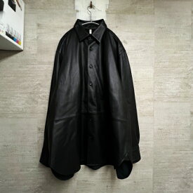 CCU シーシーユー SH-01-SHEEP NEAT REGULAR COLLAR SHIRT シープレザーシャツ ブラック size2 【中目黒B05】【中古】【メンズ】