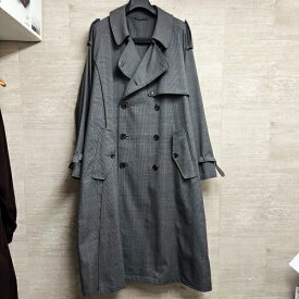 Stein シュタイン　ST.126-2 DOUBLE SHADE TRENCH COAT GLEN CHECK sizeS グレー　【中目黒B1】【中古】【メンズ】