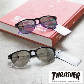 THRASHER スラッシャー サングラス SUNGLASS CLAIRE CLAIRE-1020 クレア ミラーレンズ メンズ レディース ユニセックス ウェリントン UV 紫外線 カット 対策 セルフレーム レジャー アウトドア ブランド ストリート 眼鏡 アイウェア ブラック パープル