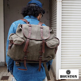 HOUSTON ヒューストン LINEN RUCK SACK 6563 リュック リュックサック 大容量 メンズ レディース アウトドア キャンプ 旅行 ミリタリー バッグ 鞄 bag バックパック バッグバック デイパック デイバッグ