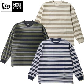 ニューエラ ロンT メンズ NEWERA 長袖 オーバーサイズド ボーダー コットン Tシャツ Multi Border 14324698 ボーダー柄 ストライプ 長袖Tシャツ オーバーサイズ ロングスリーブ ネイビー ブラック ストーン メール便