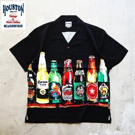 ヒューストン アロハシャツ HOUSTON ALOHA SHIRT BEER 41102 メンズ ビール ボトル 半袖 半袖シャツ シャツ アロハ ハワイアンシャツ アメカジ メール便