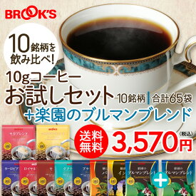 送料無料 コーヒー ドリップコーヒー 10g お試しセット 楽園のブルマンブレンド 65袋 ドリップ ドリップパック ドリップバッグ 珈琲 ホット 個包装 ブルマン ブルックス BROOK'S BROOKS