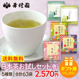 母の日 2024 ギフト のし対応 送料無料 季節限定 緑茶 日本茶 煎茶 ティーバッグ 日本茶お試しセット(春) 計63袋 ティーパック 宇治抹茶 抹茶 緑煎茶 さくら ブルックス BROOK'S BROOKS 幸修園