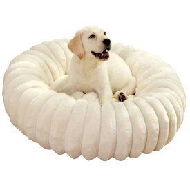 DICOCO 犬 ベッド 通年 丸型 直径40cm〜90cm ふわふわ ペットベッド 洗え 滑り止め 犬猫兼用 クッション 犬用ベッド 洗濯可能 オールシーズン 40cm ホワイト ぐっすり眠る