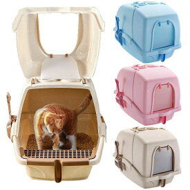 猫トイレ ドア付き 大型 ネコトイレ 2WAY出入り方法 猫用品 ダブル脱臭 砂の飛び散り防止 掃除しやすい スコップ付き 大容量 優れた耐久性 猫用トイレ本体 無害無臭 安全なPP材料 ペット用品 長方形 ニオイの広がり防止 洗いやすい 全4色