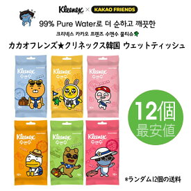カカオフレンズ kakao friends クリネックス Kleenex 韓国 ウェットティッシュ 10枚 x 12個セット最安値 / ランダム12個