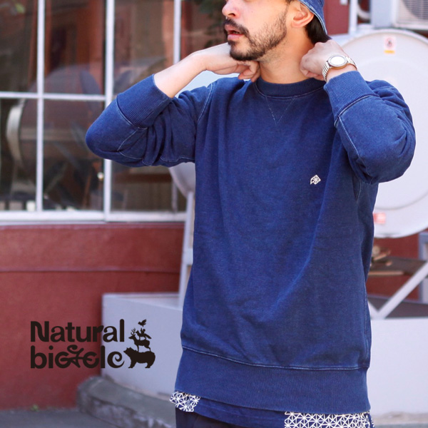 ナチュラルバイシクル Naturalbicycle EZONOHA indigo sweat crew トップス | BrownFloor  clothing