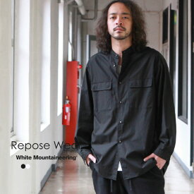 White Mountaineering ホワイトマウンテニアリング Repose Wear トップス シャツ TYPEWRITER BAND COLLAR LONG SLEEVES WIDE SHIRT