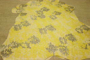 イエロー 46ds クロム革 ヤギ革 イタリア レザー リザード型押し はぎれ 一枚革 レザークラフト 革 皮 本革 diy 生地 材料