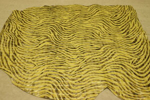 イエロー 36ds クロム革 牛革 イタリア レザー ゼブラプリント はぎれ 一枚革 レザークラフト 革 皮 本革 diy 生地 材料